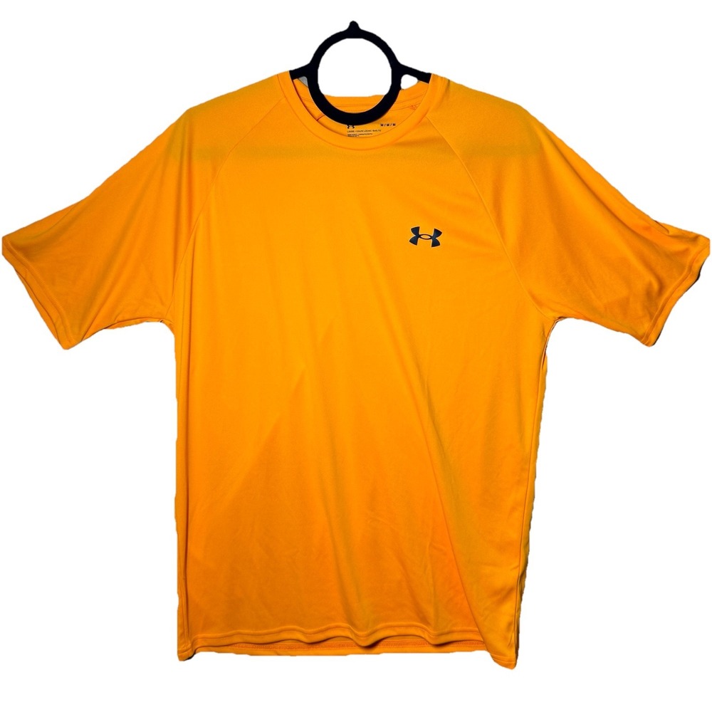 Under Armour Men's Shirt Sz M Bright Neon Orange Activewear Short Sleeve Loose